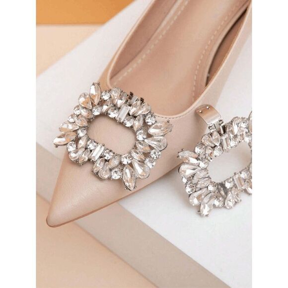 ✨💎 2pcs Rhinestone Square Buckle Shoe Jewelry Clips Decor Accessories NEW - Picture 3 of 14